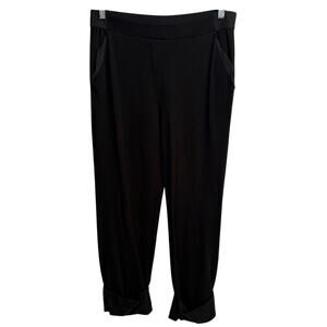 Laundry by Shelli Segal Black Trousers with Cuffed Hem Elastic Waist Size Large